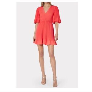 NWT MILLY ELLE PLEATED CORAL COCKTAIL DRESS SIZE 2